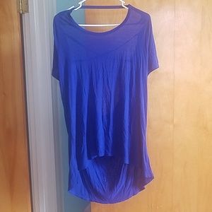 Royal blue open back high low shirt
